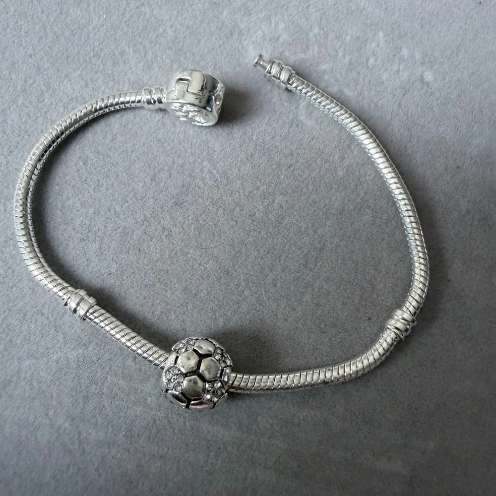 Soccer Ball Crystal Bead‎ Charm fits PANDORA